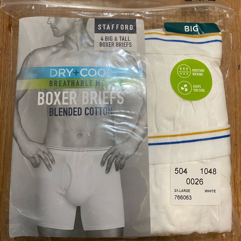 Stafford White Boxer Briefs, Big & Tall, Size: XXL